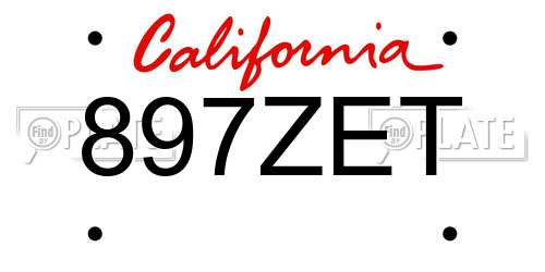 897ZET California License Plate