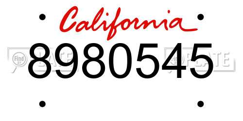 8980545 California License Plate