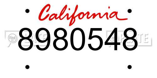8980548 California License Plate