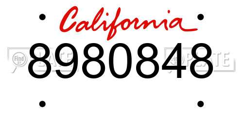 8980848 California License Plate