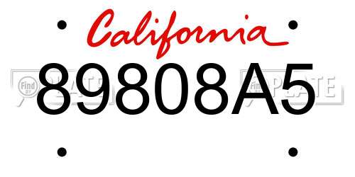 89808A5 California License Plate