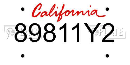 89811Y2 California License Plate