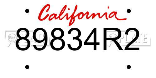 89834R2 California License Plate