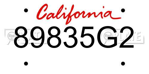 89835G2 California License Plate