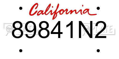 89841N2 California License Plate