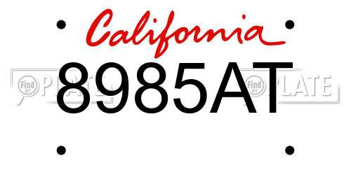 8985AT California License Plate