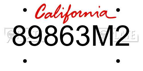 89863M2 California License Plate