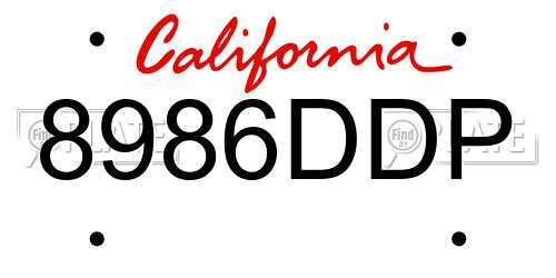 8986DDP California License Plate