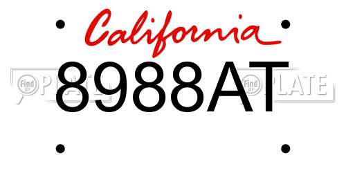 8988AT California License Plate