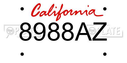 8988AZ California License Plate