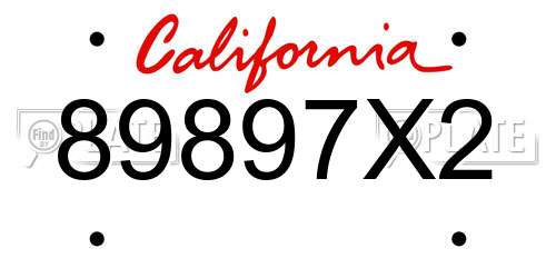 89897X2 California License Plate