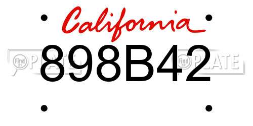 898B42 California License Plate