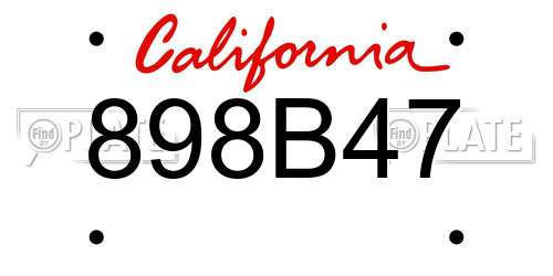 898B47 California License Plate