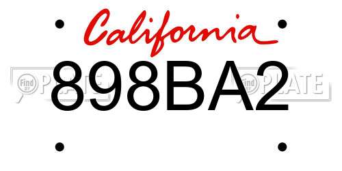 898BA2 California License Plate