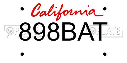 898BAT California License Plate