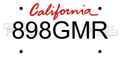 898GMR California License Plate