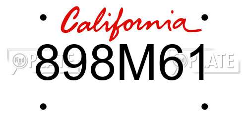 898M61 California License Plate