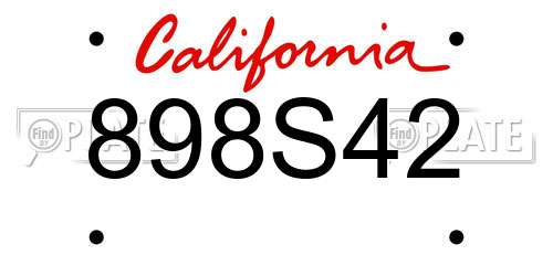 898S42 California License Plate