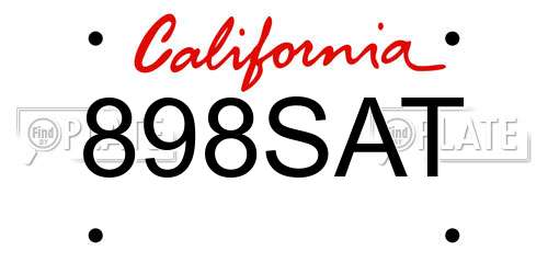 898SAT California License Plate