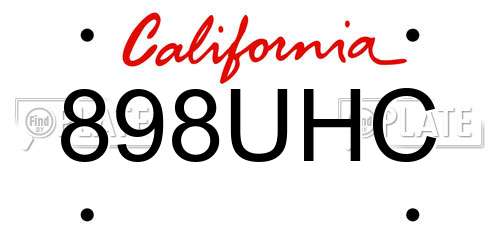 898UHC California License Plate