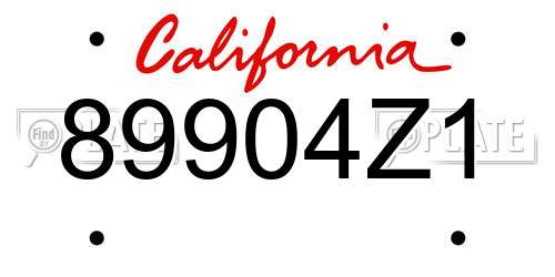 89904Z1 California License Plate