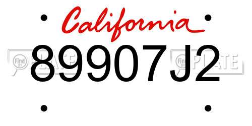 89907J2 California License Plate