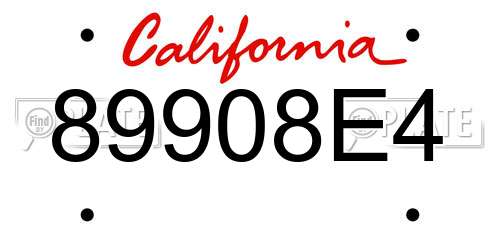 89908E4 California License Plate