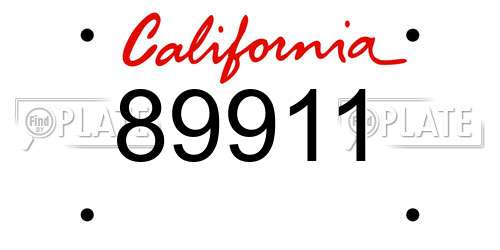 89911 California License Plate