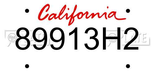89913H2 California License Plate