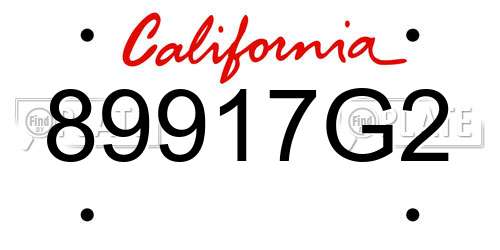 89917G2 California License Plate