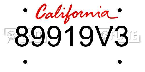 89919V3 California License Plate