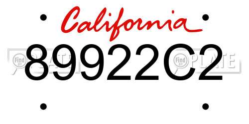 89922C2 California License Plate