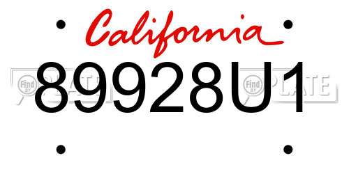 89928U1 California License Plate