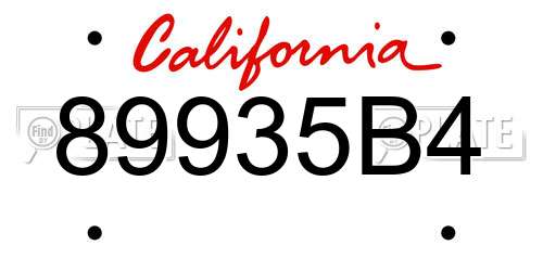 89935B4 California License Plate