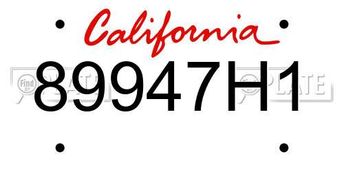 89947H1 California License Plate