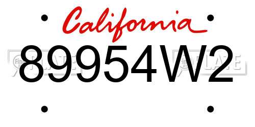 89954W2 California License Plate