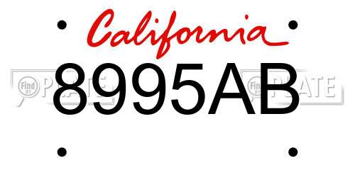 8995AB California License Plate