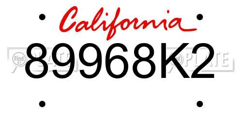 89968K2 California License Plate