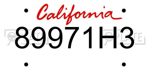89971H3 California License Plate
