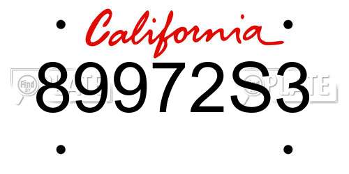 89972S3 California License Plate