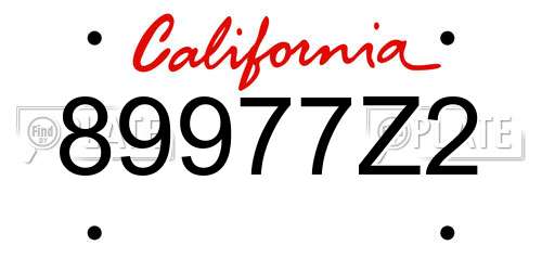 89977Z2 California License Plate