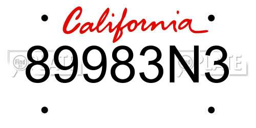89983N3 California License Plate