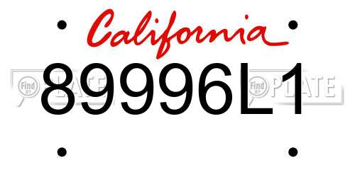 89996L1 California License Plate