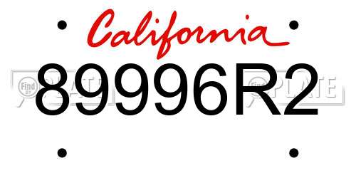 89996R2 California License Plate