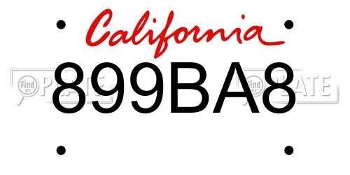899BA8 California License Plate