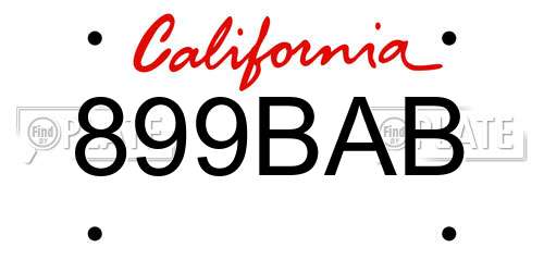 899BAB California License Plate