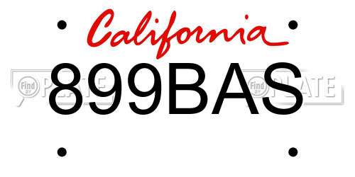 899BAS California License Plate