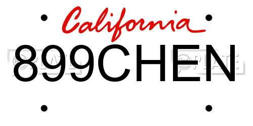 899CHEN California License Plate