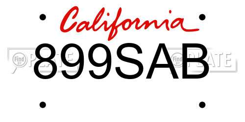 899SAB California License Plate