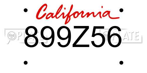 899Z56 California License Plate